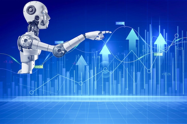 AI robot analysis future financial expert advisor Artificial intelligence technology analyze business data investment EA AI robot