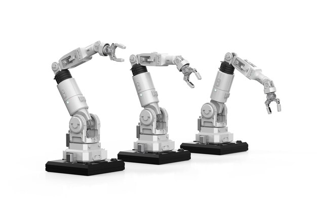 Ai robot armen drie gebaren geïsoleerd op witte achtergrond