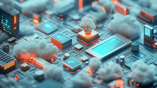 ai robot and businessman pointing cube technology blockchain network system big data storage processing cloud data internet security digital technology and artificial intelligence