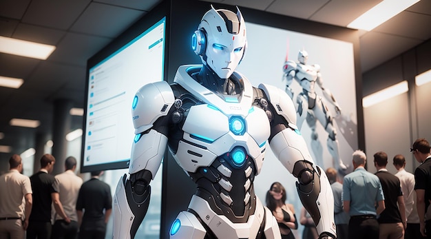 AIロボットコンセプトaiシンプルな白いロボット未来的なロボット男性ロボットキャラクター