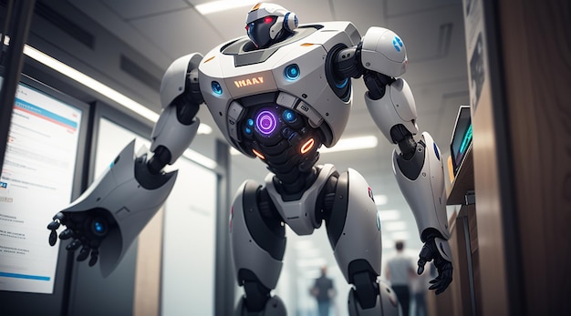 AI 로봇 개념 AI 간단한 흰색 로봇 미래형 로봇 남성 로봇 캐릭터