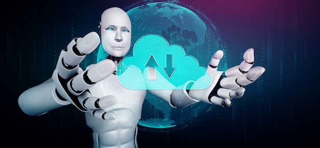 AI robot using cloud computing technology to store data on online server