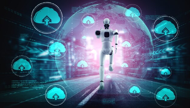 AI robot using cloud computing technology to store data on online server