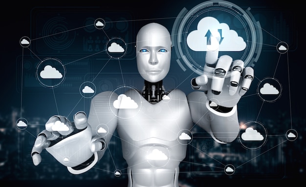 AI robot using cloud computing technology to store data on online server