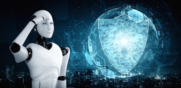 AI robot using cyber security to protect information privacy