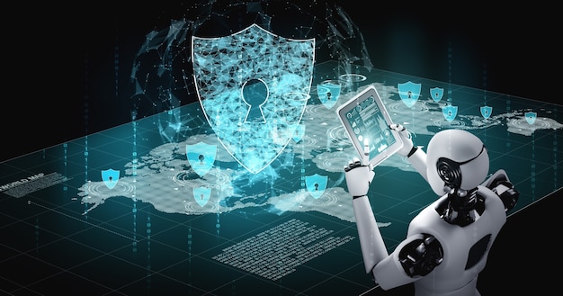 AI robot using cyber security to protect information privacy