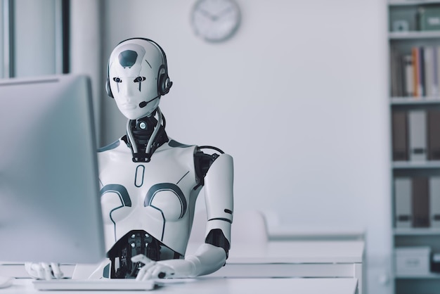사무실에서 일하는 AI 로봇