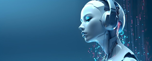 AI robotic vocalist Concept of AI generated song or music AI generated