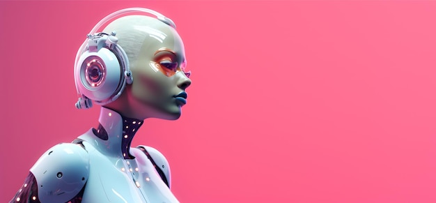 Ai robotic vocalist concept of ai generated song or music ai generated