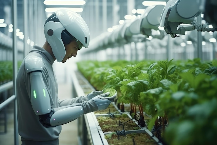 AI-robots die helpen bij het transporteren en verzorgen van groenten