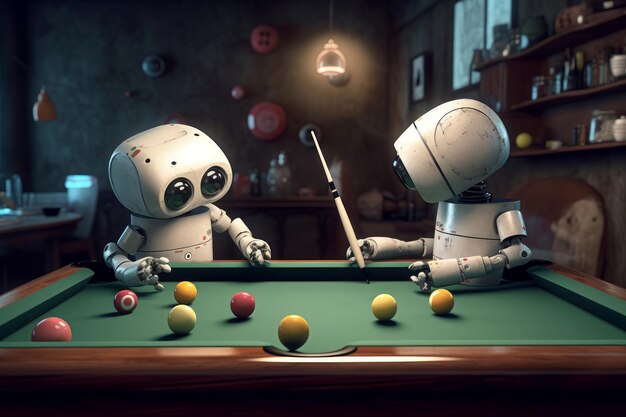 Ai robots play pool Generate Ai