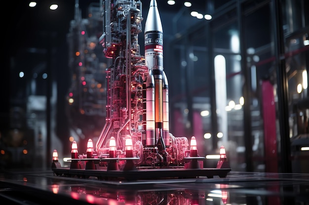 AI Rocket satellite launch base scene