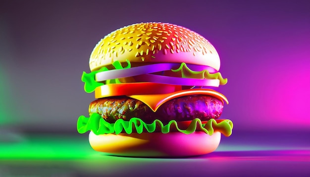 AI's fastfoodcreatie met levendige tinten en gezondheidsimplicaties zijn duidelijk