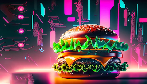 AI's unhealthy burger image dynamic backdrop cautionary display