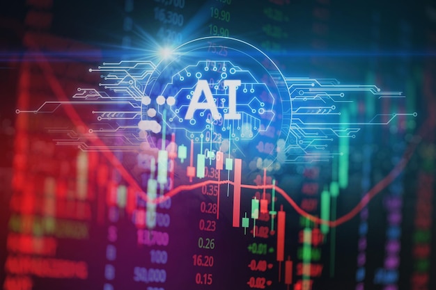 AI 주식 시장 그래프 거래 분석 투자 금융 증권 거래소 금융 외환 그래프 주식 시장 그래프 차트 비즈니스 위기 추락 성장 이익 승리 트렌드 서버 디지털