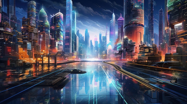 Photo ai surreal marvels a futuristic urban dreamscape