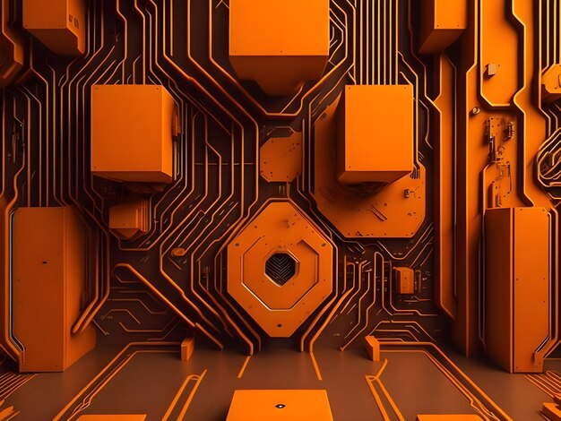 AI Tech achtergrond oranje toon AIGenerated
