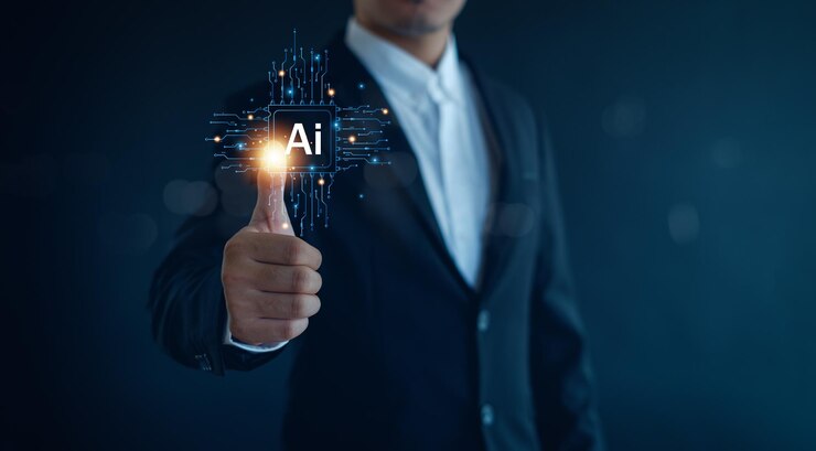 Photo ai technology ai learning and artificial intelligence conceptusing command prompt for generates something futuristic technology transformation