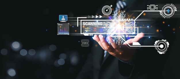 Ai 技術 人工知能 テクノロジー スマート ロボット AI 人工知能を使用する人 コマンド プロンプトを入力して何かを生成します 未来の技術の変換 AI とのチャット
