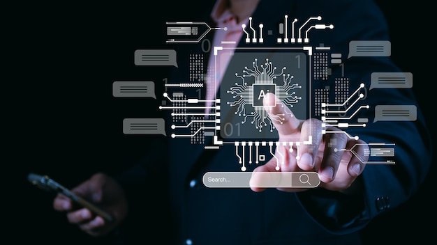 AI 기술 인공지능 기술을 사용하는 인간 스마트 로 AI와 채팅