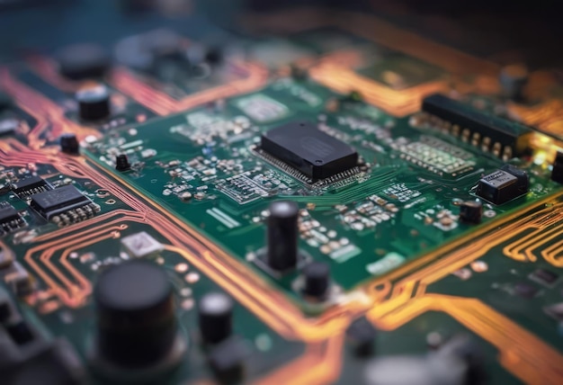 写真 ai technology background motherboard digital chip integrated communication processor circuit technology concept