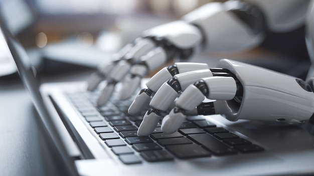 ai technology businessman use laptop artificial intelligence in the process of predictive analytics