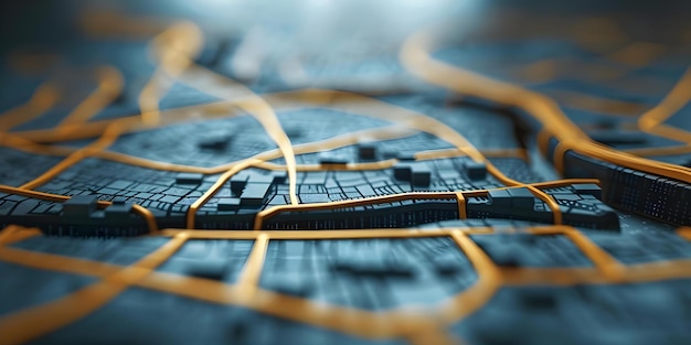 ai technology for creating location maps and route navigation using gps points concept ai mapping route navigation gps technology location maps geolocation tracking