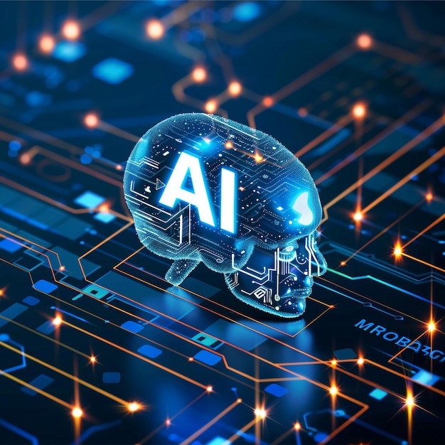 인공지능 (AI) 마이크로 기술 배경 디지털 트랜스포메이션 개념