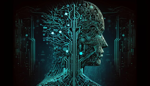 Технология искусственного интеллекта нейронной сети фоновое изображениеGenerative AI