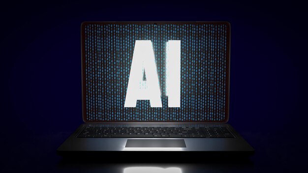 ai text on notebook for technology or it concept 3dxa