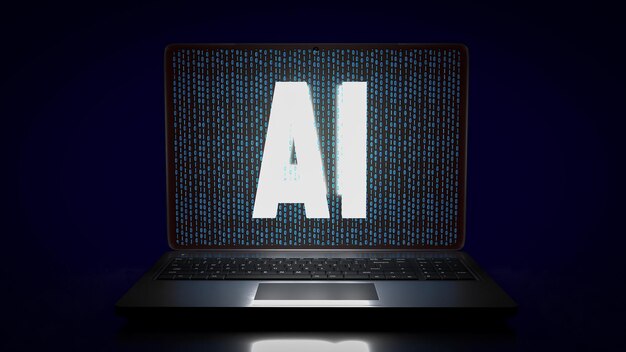 AI text on notebook for technology or it concept 3dxA