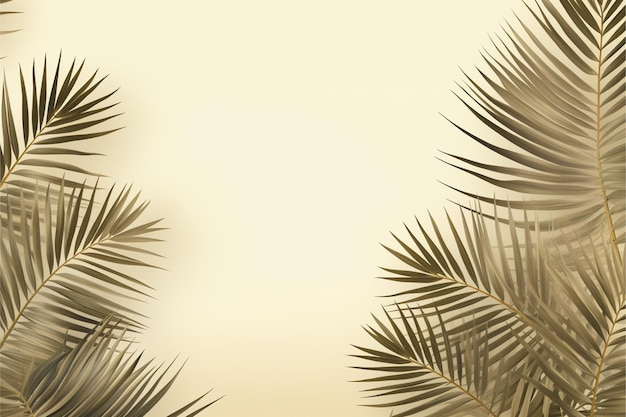 AI Tropische palmblaadjes achtergrond beige kleur