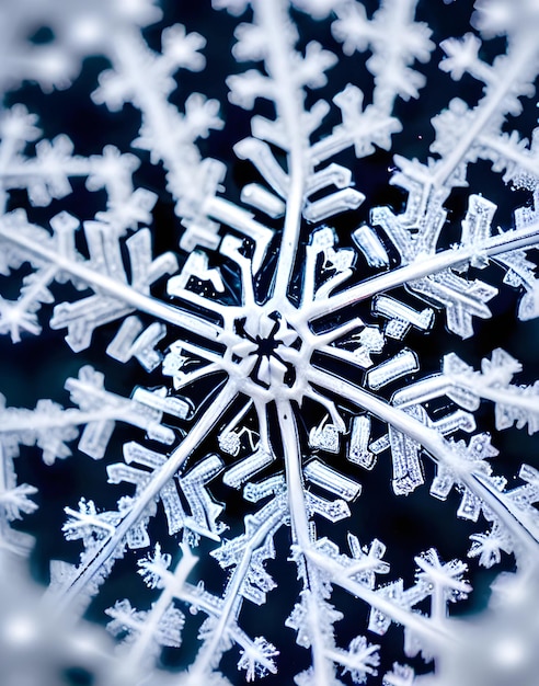 Foto ai van een hypnotiserende extreme close-up macro beeld van de verscheidenheid van gesmolten sneeuwvlokken ingewikkelde patronen