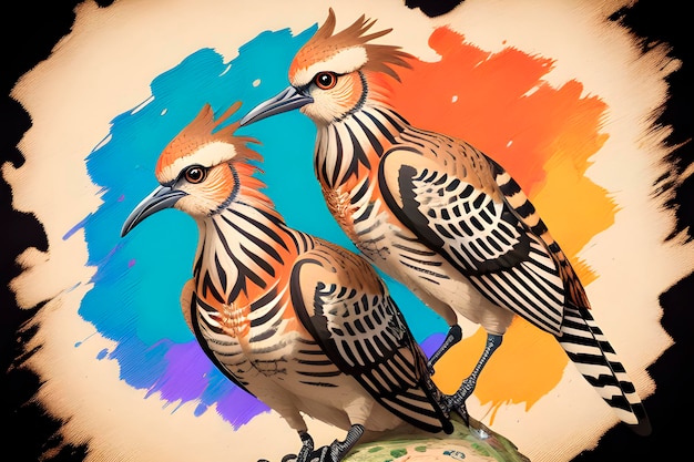 AI van impasto schilderij variëteit beeld van van vogels met gedurfde levendige kleuren schaduwen door Van Gogh