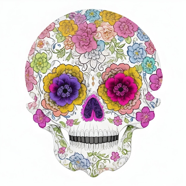 AI of various pattern of colorful graffiti illustration of A SKULL FACE