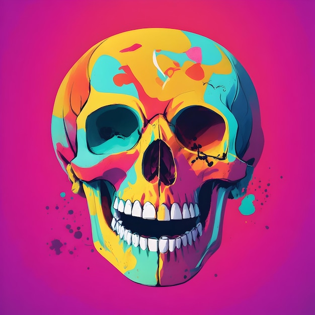 AI of various pattern of colorful graffiti illustration of A SKULL FACE