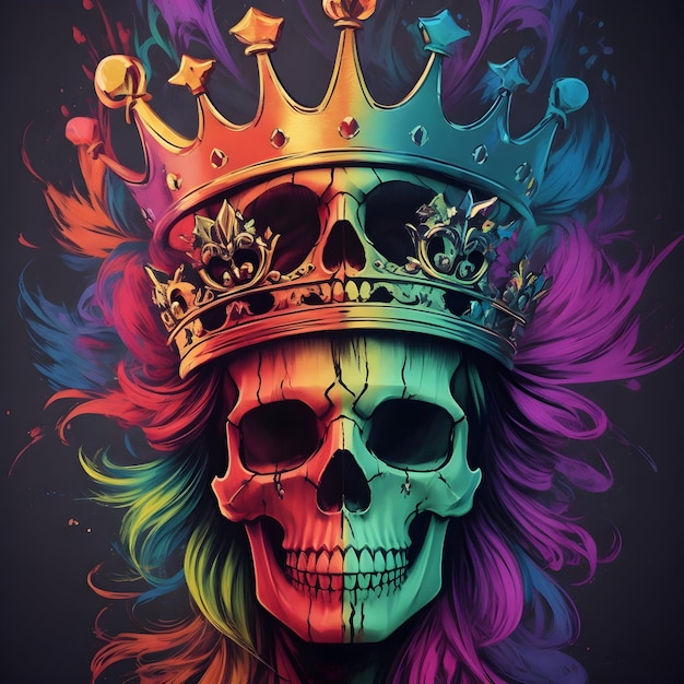 AI of various pattern of colorful graffiti illustration of A SKULL FACE