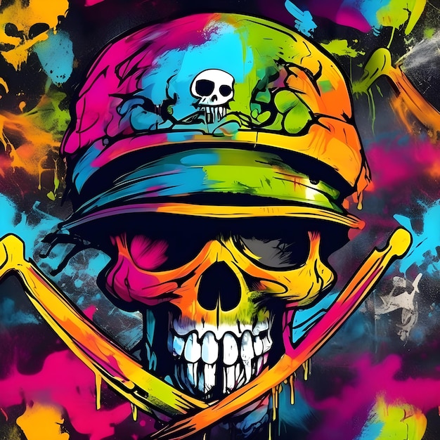 AI watercolor image of graffiti illustration of a pirates