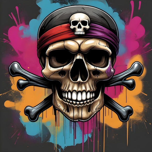 Акварельное изображение граффити пиратов