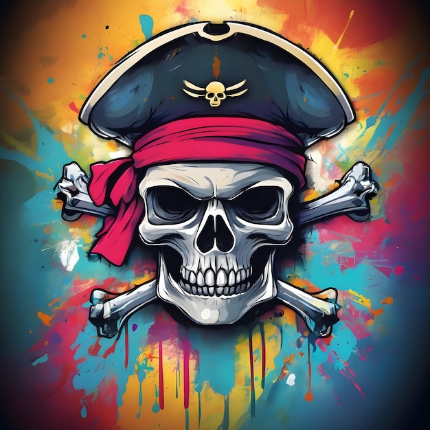 AI watercolor image of graffiti illustration of a pirates