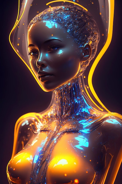 AI Woman encased in glass AI Generated