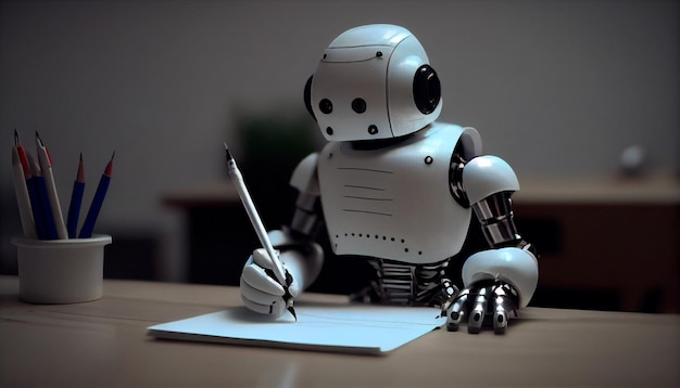 Робот-писатель с ИИ пишет как человек-автор или блогер Генеративный ИИ