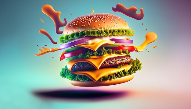 AIconceived unhealthy burger lively context cautionary aspect