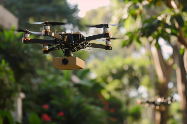 AIcontrolled drones delivering packages for online shopping AI generated