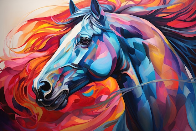 優雅さと力を放つ雄大で美しい馬を表現した人工的な画像