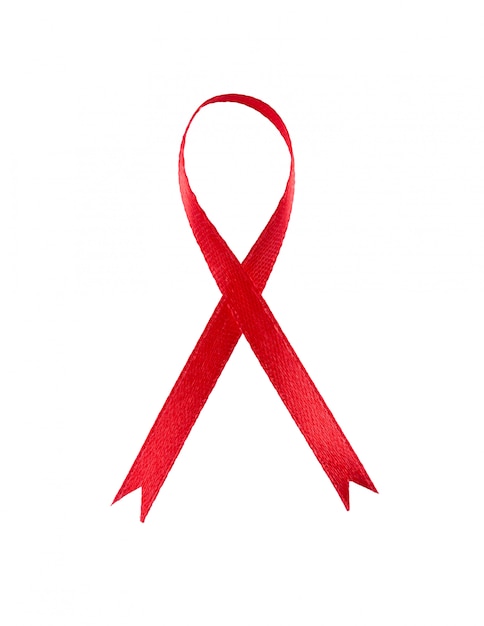 Aids awareness red ribbon isolated on white background