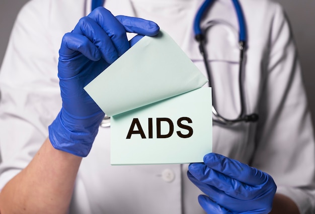 AIDS word Concept. healthcare and medical on black.