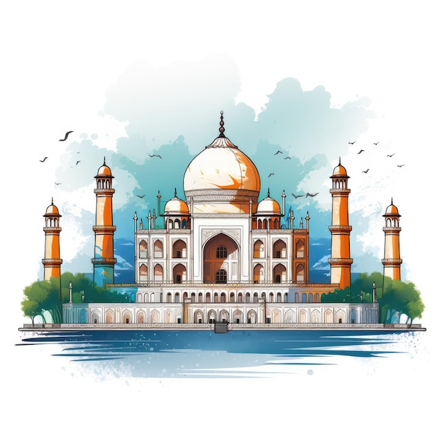 AIGegenereerde aquarel Taj Mahal-afbeelding