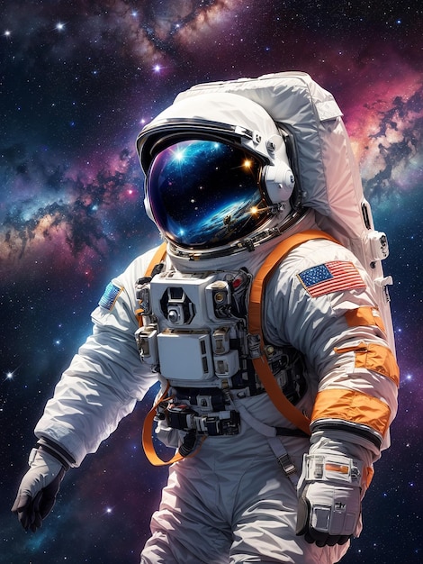 Foto aigegenereerde illustratie van een astronaut in de ruimte