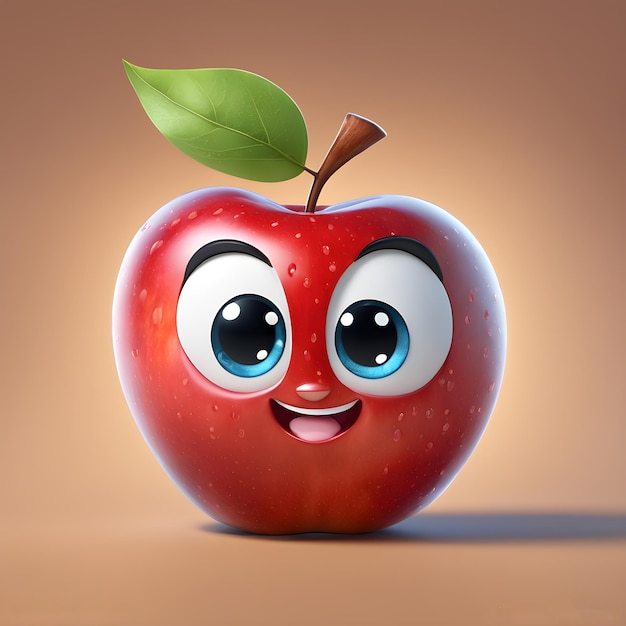 Photo aigenerated 3d cartoon character of a apple